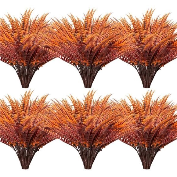 12 Bundles Artificial Fall Plants,Fake Boston Fern Greenery Outdoor UV Resistant - Picture 1 of 8